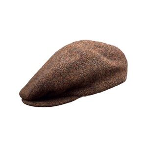 Eddie Bauer Harris Tweed Y2K Vintage Brown Wool Newsboy Button Earflap Closure H